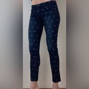 AG Adriano Goldschmied Stevie Ankle Jeans Slim Straight heart print 25